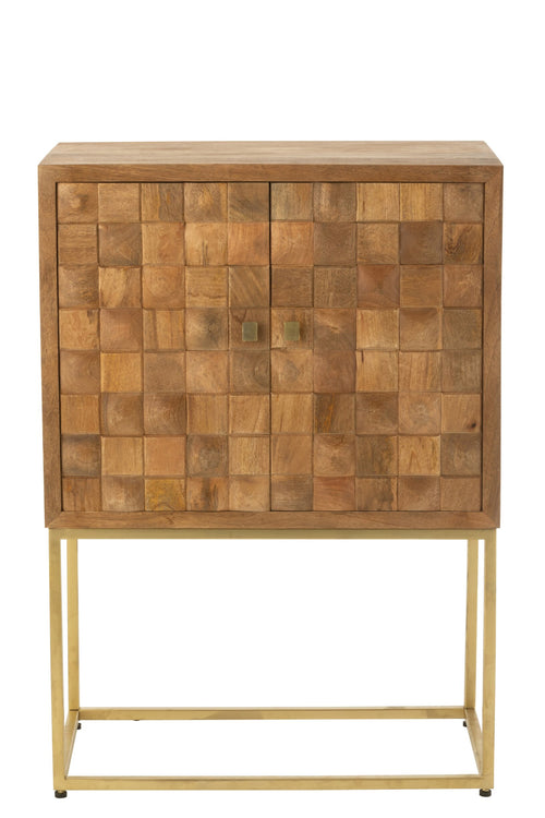J-Line kast Nino Op Staander - metaal/mangohout - naturel/goud