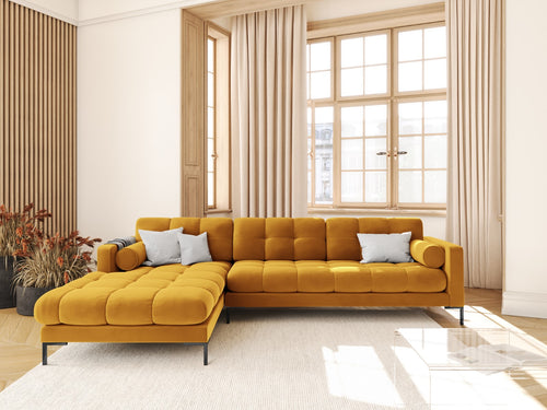 Cosmopolitan Design linker hoekbank Bali 5-zits, flueel, geel - 185x293x75cm