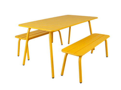 MaximaVida metalen picknickset Max 150 cm okergeel – 3-delig