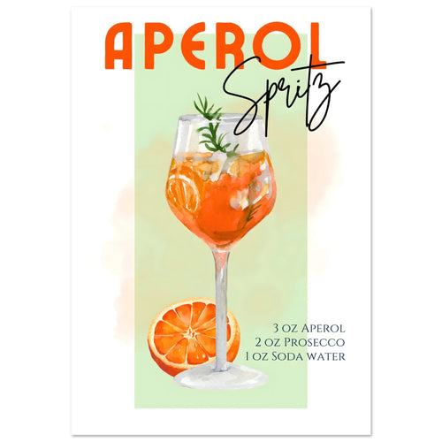 Artfulprints Poster met Lijst Aperol Spritz - Green   - 50x70 cm - Groen