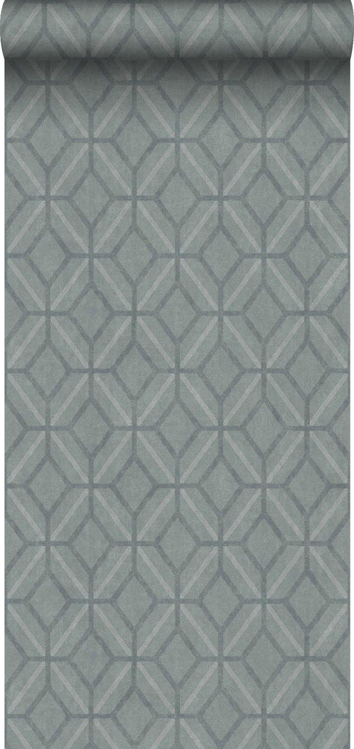 Borastapeter behang grafisch motief groen - 53 cm x 10.05 m - 660548 - vtwonen shop