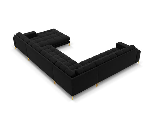 Cosmopolitan Design Panoramische hoekbank links Bali 7-zits, flueel, zwart - 256x327x75cm