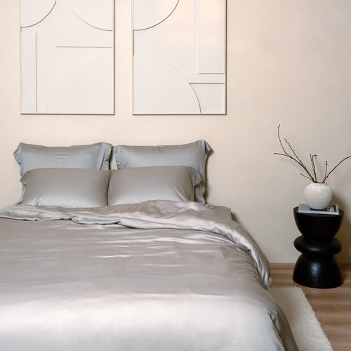 Coco & Cici - TENCEL - Sateen Dekbedovertrek Taupe - 260x220 + 2 kussenslopen 60x70