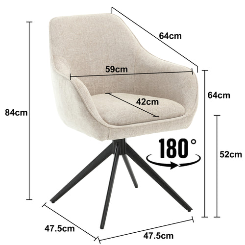 Livingfurn eetkamerstoel Thomas Toffee - beige - stof - set van 2 - vtwonen shop