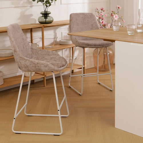 Nolon Nino-Isa Barkruk Bruin - Stof - Wit Onderstel - 75 cm