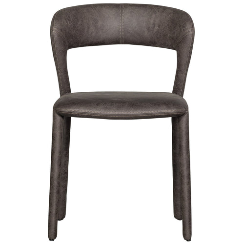 WOOOD eetkamerstoelen Noble - Leerlook - Zwart/Grijs - Set van 6