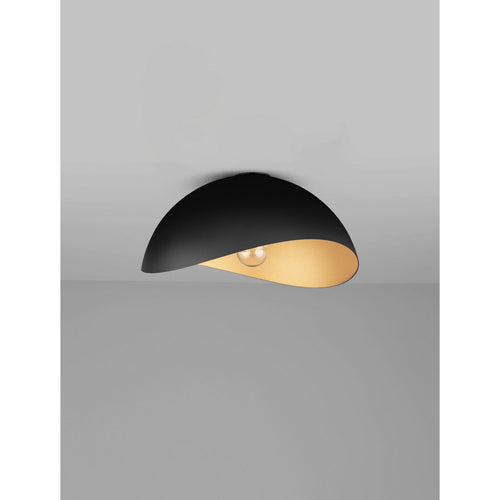 Nova Luce OPSI Plafondlamp met komvormige kap van 40 cm, halfverzonken, zandkleurig zwart, goudkleurig, E27 fitting, 1x12W