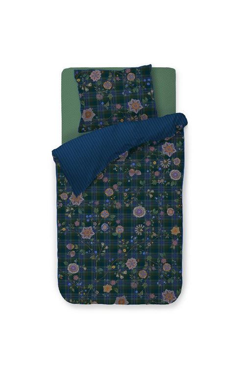 Pip Studio dekbedovertrek Flores Felices - 140x200/220 cm - donker blauw - vtwonen shop