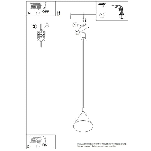 Sollux Lighting Hanglamp NOX 25 lichtblauw - 24,5x24,5x140cm