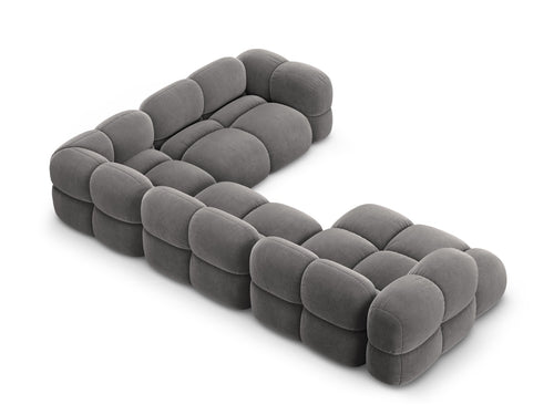 Cosmopolitan Design Panoramische hoekbank rechts Loretto 5-zits, flueel grijs - 250x345x68cm