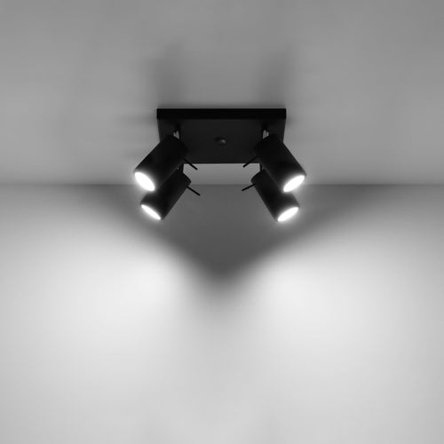 Sollux Lighting Plafondlamp RING 4 zwart - 25x25x16cm