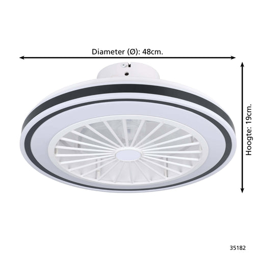 EGLO plafondlamp met ventilator Almeria - ac led-cct - wit/zwart
