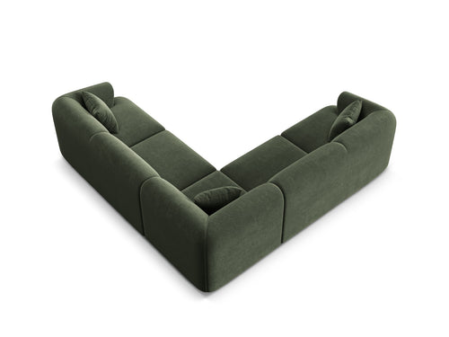 Cosmopolitan Design Symmetrische modulaire hoekbank Campi 6-zits, flueel groente - 255x255x70cm