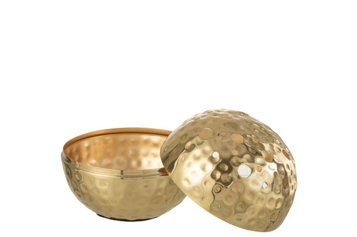 J-Line vaas Ball Met Gaten - metaal - goud - small - Ø 15 cm