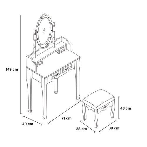 Home Deluxe Kaptafel ROSY Wit