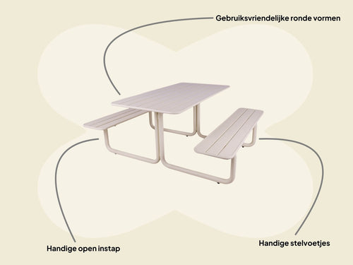 MaximaVida metalen picknicktafel Max ivoor - 150 cm