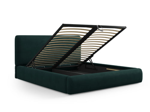 Cosmopolitan Design Opbergbed met hoofdeinde Colonel 200x200cm, chenille, flessengroen - 220x220x100cm