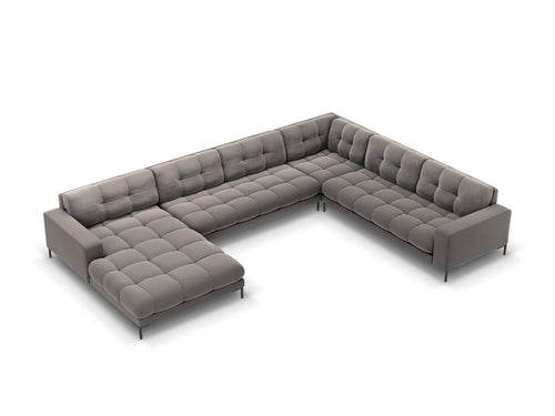 Cosmopolitan Design Panoramische hoekbank rechts Bali 7-zits, flueel, lichtgrijs - 256x327x75cm