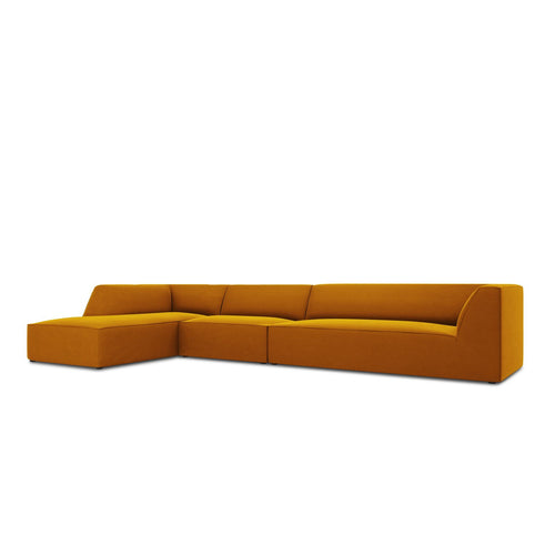 Cosmopolitan Design - Modulaire hoekbank links Siena 5-zits, flueel geel - 180x366x69cm
