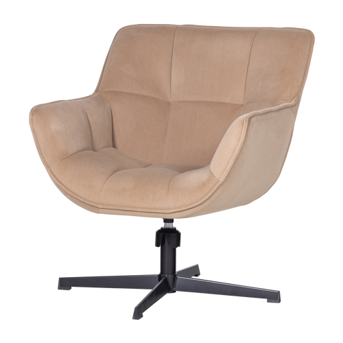 WOOOD draaifauteuil Wibo - Velvet - Mat Zand - 94x71x83