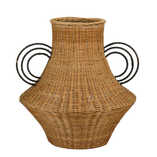 Mica Decorations Fabiola Decoratie Vaas - H43 x Ø30 cm - Rotan - Bruin - vtwonen shop