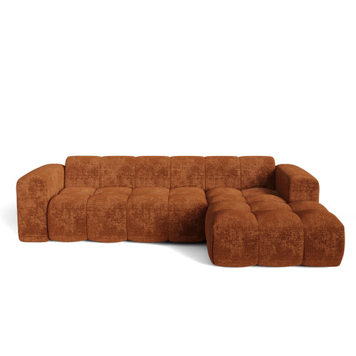 Premium Interiors - Rechthoekige hoekbank BLOOM - gewaafd fluweel terracotta 290cm