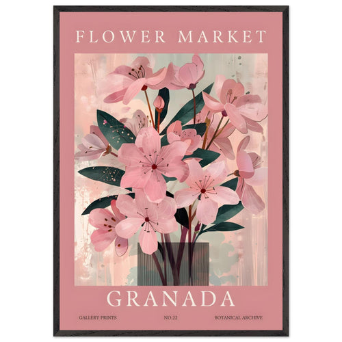 Artfulprints Poster met Lijst Flower market - Granada   - 70x100 cm - Roze