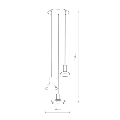 Nowodvorski hanglamp Hermanos - 3 lichts - 40  x 130   cm - zwart - goud - vtwonen shop