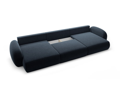 Cosmopolitan Design Converteerbare panoramische bank met opbergdoos Tonale 5-zits, chenille marineblauw - 149x362x88cm