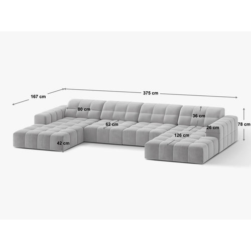 Cosmopolitan Design - Panoramische bank Chicago 6-zits, chenille donkerbeige - 167x375x78cm