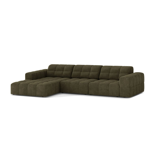 Cosmopolitan Design - Linker hoekbank Chicago 4-zits, chenille groente - 167x294x78cm