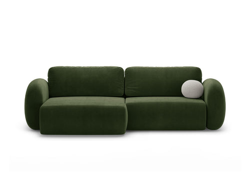 Cosmopolitan Design Omkeerbare converteerbare hoekbank met opbergdoos Tonale 4-zits, flueel legergroen - 149x262x88cm