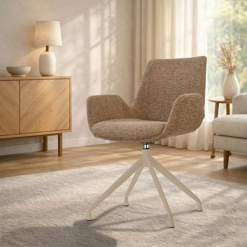 Nolon Nola-Eef draaibare eetkamerstoel bruin blend beige onderstel