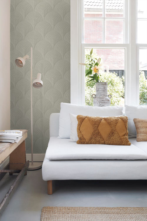 ESTAhome behang 3D-motief vergrijsd groen - 53 cm x 10.05 m - 131111