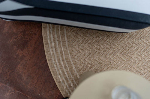 Interieur05 Rond Jute buitenkleed Naturel Visgraat Border - 200 x 200 cm - vtwonen shop