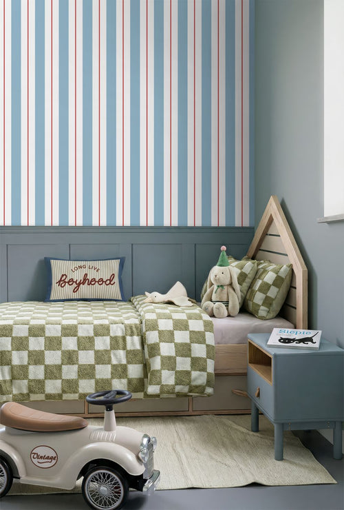 ESTAhome behang strepen blauw en rood - 0.53 x 10.05 m - 131676