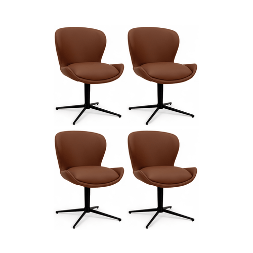 Furnhouse eetkamerstoel Nicklas - Donkerbruin - Leer - Set van 4