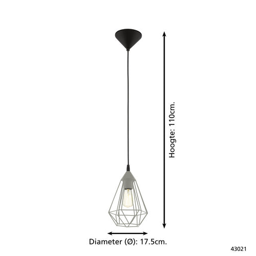 EGLO hanglamp Tarbes - e27 - ø 17,5 cm - grijs - vtwonen shop