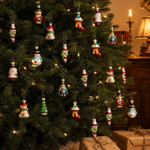 Mica Decorations Kerstballen Set van 20 Stuks - Kerstversiering voor de Kerstboom - Glazen Kerstornamenten met Klassieke Kerstfiguren - Kersthangers
