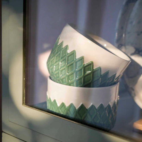 Return to Sender Kom - Groen ruit motief - vtwonen shop