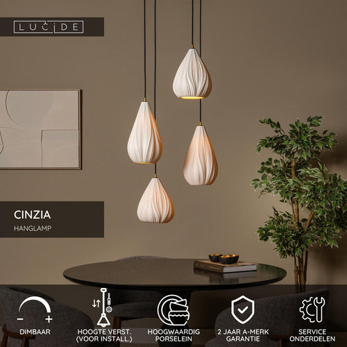 Lucide hanglamp CINZIA - 4xE27 - Wit