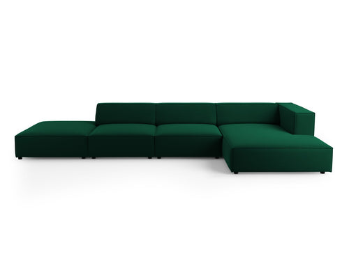 Cosmopolitan Design rechter hoekbank Arendal 5-zits, flueel, flessengroen - 166x341x70cm