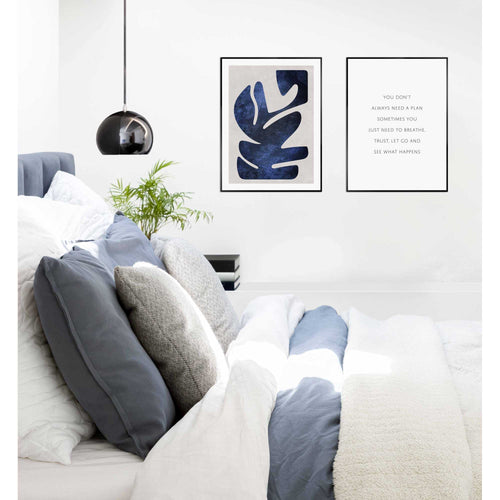 Reinders Blue Organic schilderijen set -  blauw - kantoor - 40x30cm