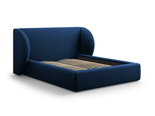 Micadoni Opbergbed met hoofdeinde Miley 140x200cm, flueel, koningsblauw - 230x187x100cm