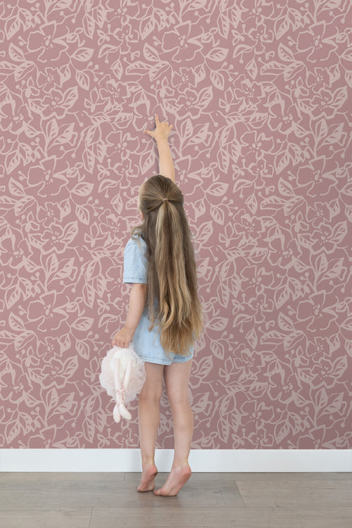 ESTAhome behang bladeren en bloemen oudroze - 50 x 900 cm - 131377 - vtwonen shop