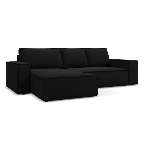 LaMiaSofa hoekbank links Livorno - velours - zwart - 290x185x82