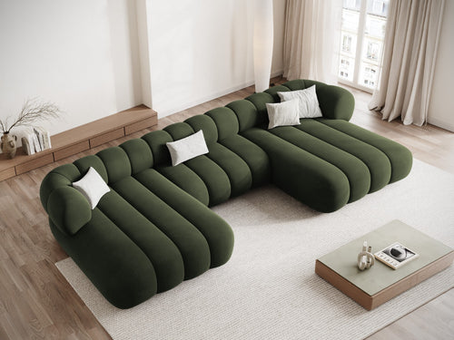 Cosmopolitan Design Panoramische bank Koge 6-zits, flueel groente - 165x348x70cm