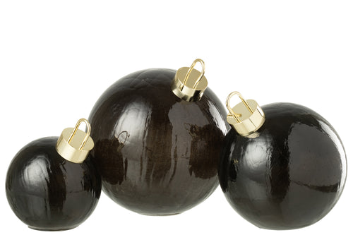 J-Line kerstbal - glas - zwart - large - LED lichtjes - vtwonen shop