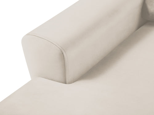 Cosmopolitan Design Uitklapbare hoekbank links met opbergdoos Kyoto 4-zits, flueel lichtbeige - 145x241x88cm