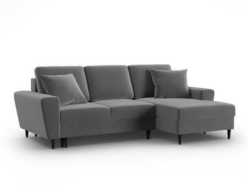 Cosmopolitan Design Converteerbare hoekbank rechts met opbergdoos Kyoto 4-zits, flueel lichtgrijs - 145x241x88cm